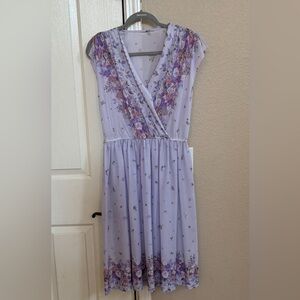 Vintage 70’s Dress. Sheer lavender dress with floral print.